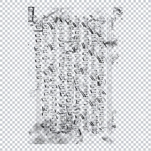 Transparent PNG Overlay Texture - Vintage Handwritten Music Sheet - Worn and Aged No.1