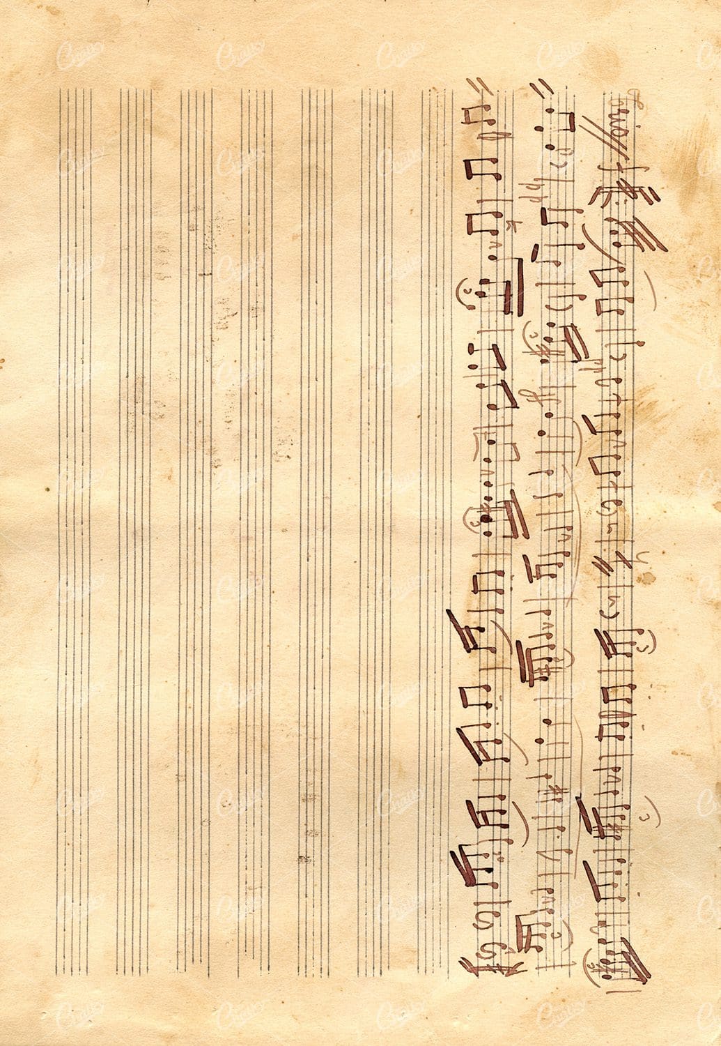 Vintage Handwritten Music Sheet Paper Texture - Worn and Aged No.2