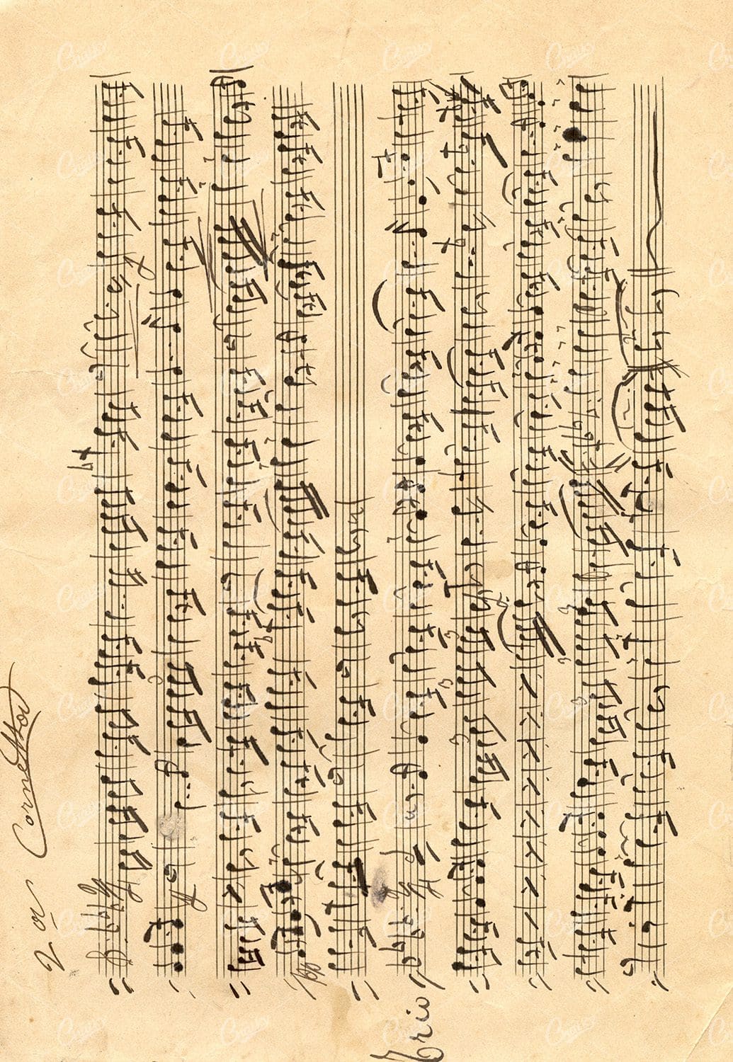 Vintage Handwritten Music Sheet Paper Texture - Worn and Aged No.4