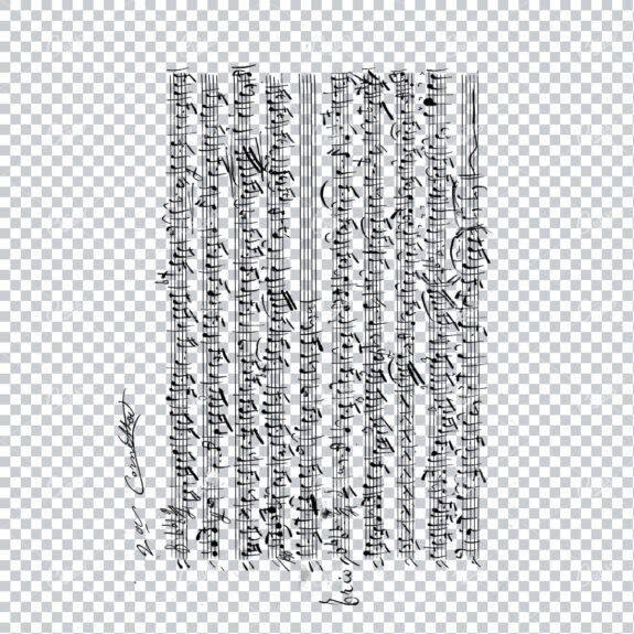 Transparent PNG Overlay Texture - Vintage Handwritten Music Sheet - Worn and Aged No.4