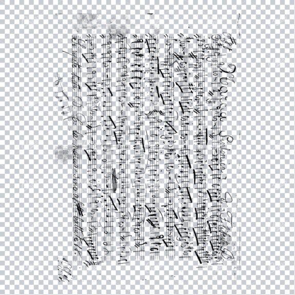 Transparent PNG Overlay Texture - Vintage Handwritten Music Sheet - Worn and Aged No.5
