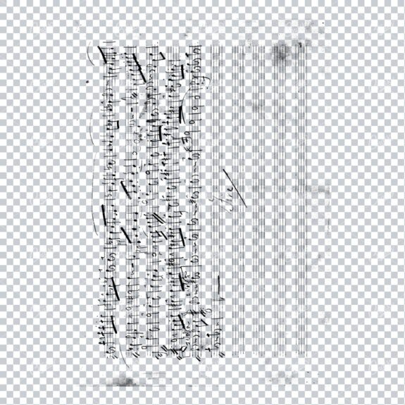 Transparent PNG Overlay Texture - Vintage Handwritten Music Sheet - Worn and Aged No.6