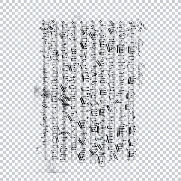 Transparent PNG Overlay Texture - Vintage Handwritten Music Sheet - Worn and Aged No.7