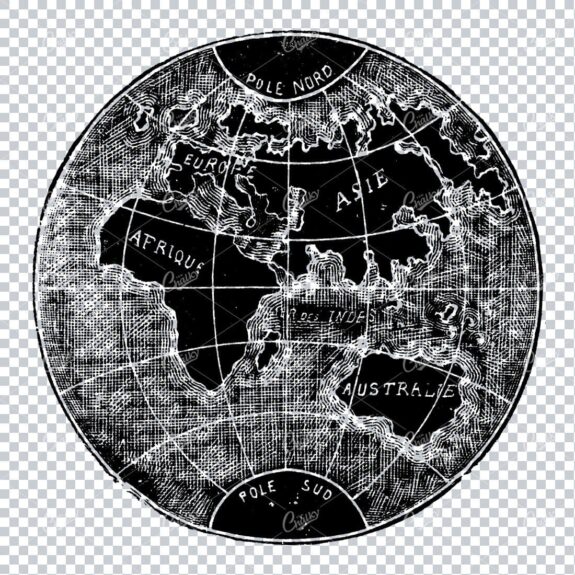 Small Vintage Illustration of the World / Globe Map