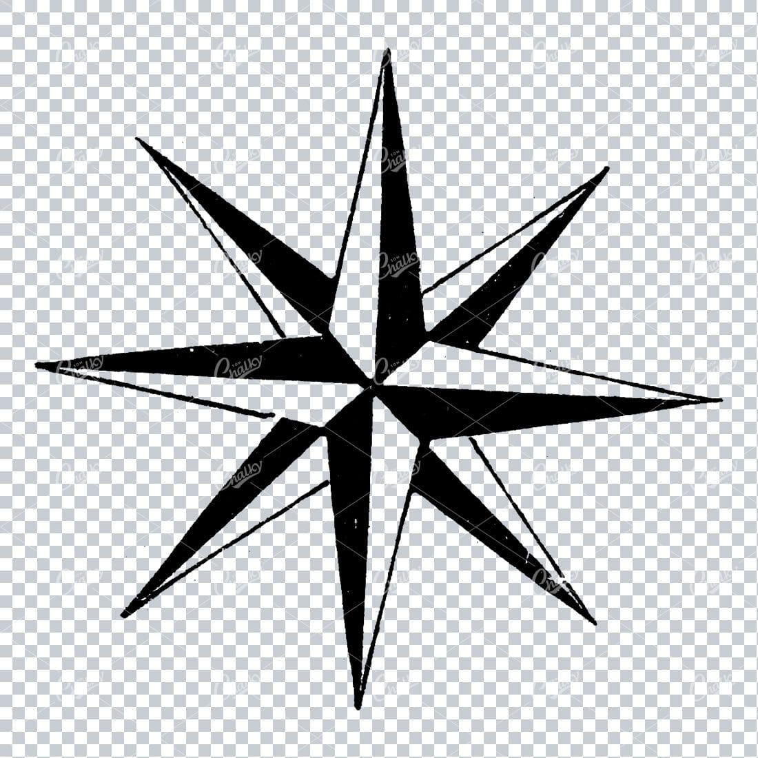 Vintage Engraved Illustration of a Nautical Star