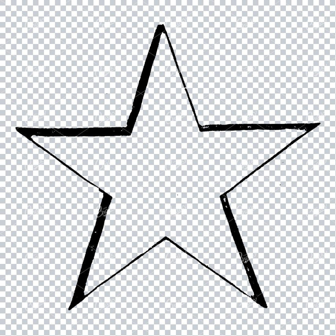 Old Engraved Illustration of an Star Outline