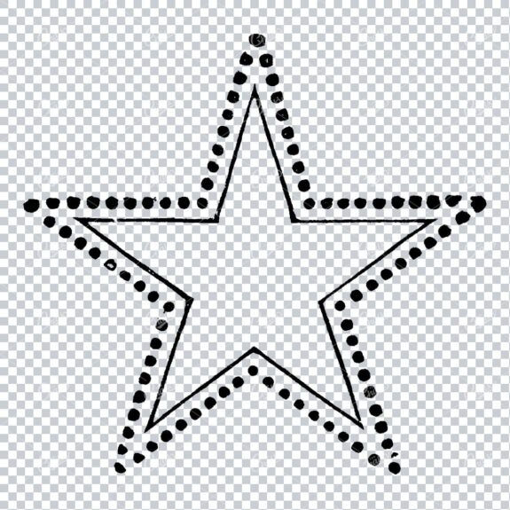 Handcrafted Engraved Illustrationof a Star with Dots Surrounding Edges