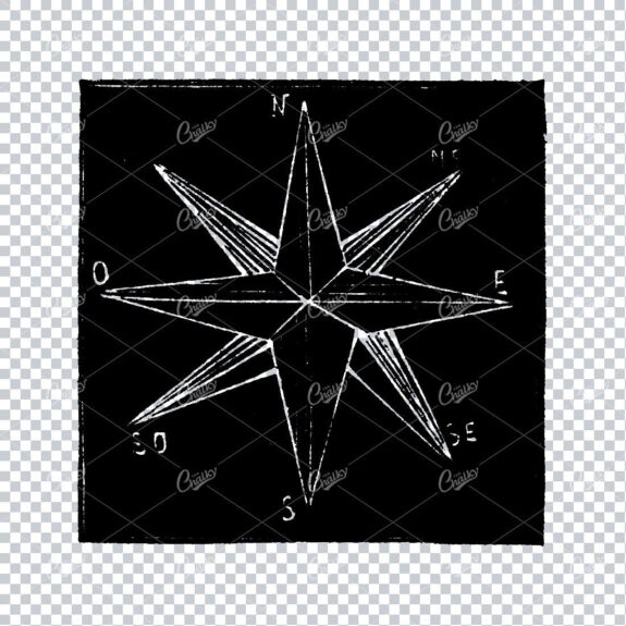 Vintage Engraved Illustration of a Nautical Star Compass