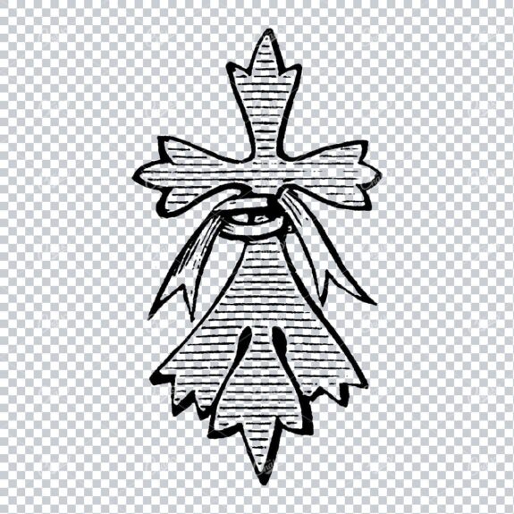 Old Engraving of a Small Floral Inspired Design Element with Bow Wrap