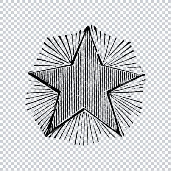 Handcrafted Illustration of a Star With Sunburst Lines