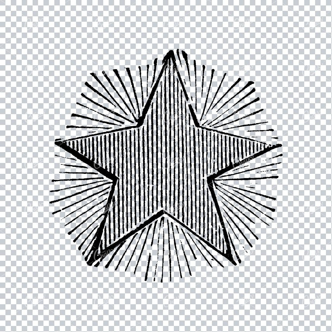 Handcrafted Illustration of a Star With Sunburst Lines