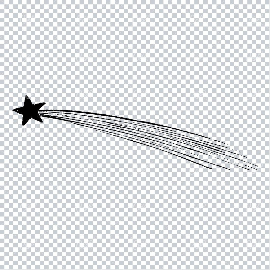 Handcrafted Illustration of a Shooting Star with Sunburst Lines