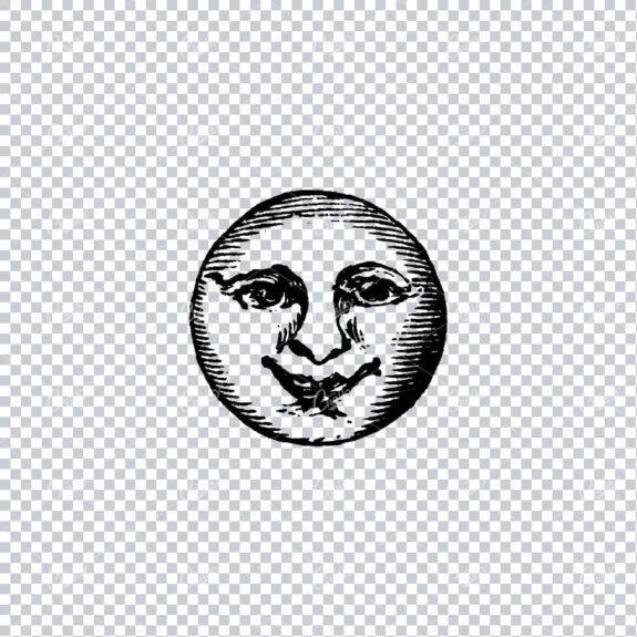Vintage Lineart Illustration of the Moons Face