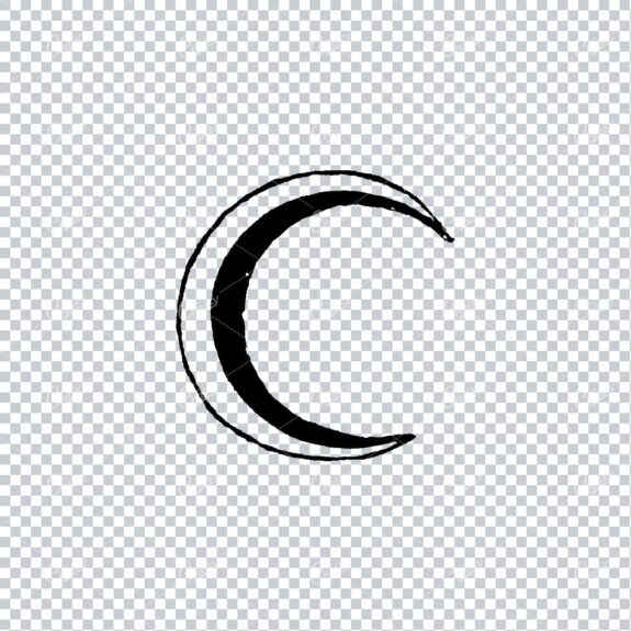 Old Illustration of a Crescent Moon Face