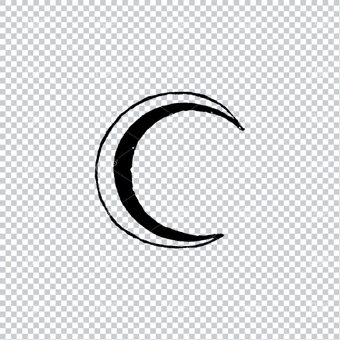 Old Illustration of a Crescent Moon Face