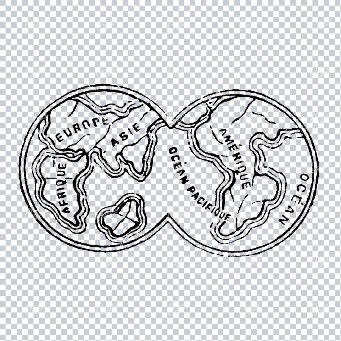 Small Vintage Illustration of the Worlds Map / Globe