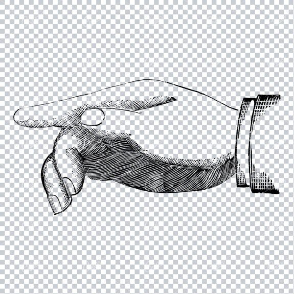 Vintage Line Art Illustration of a Pointing Finger / Hand No.1