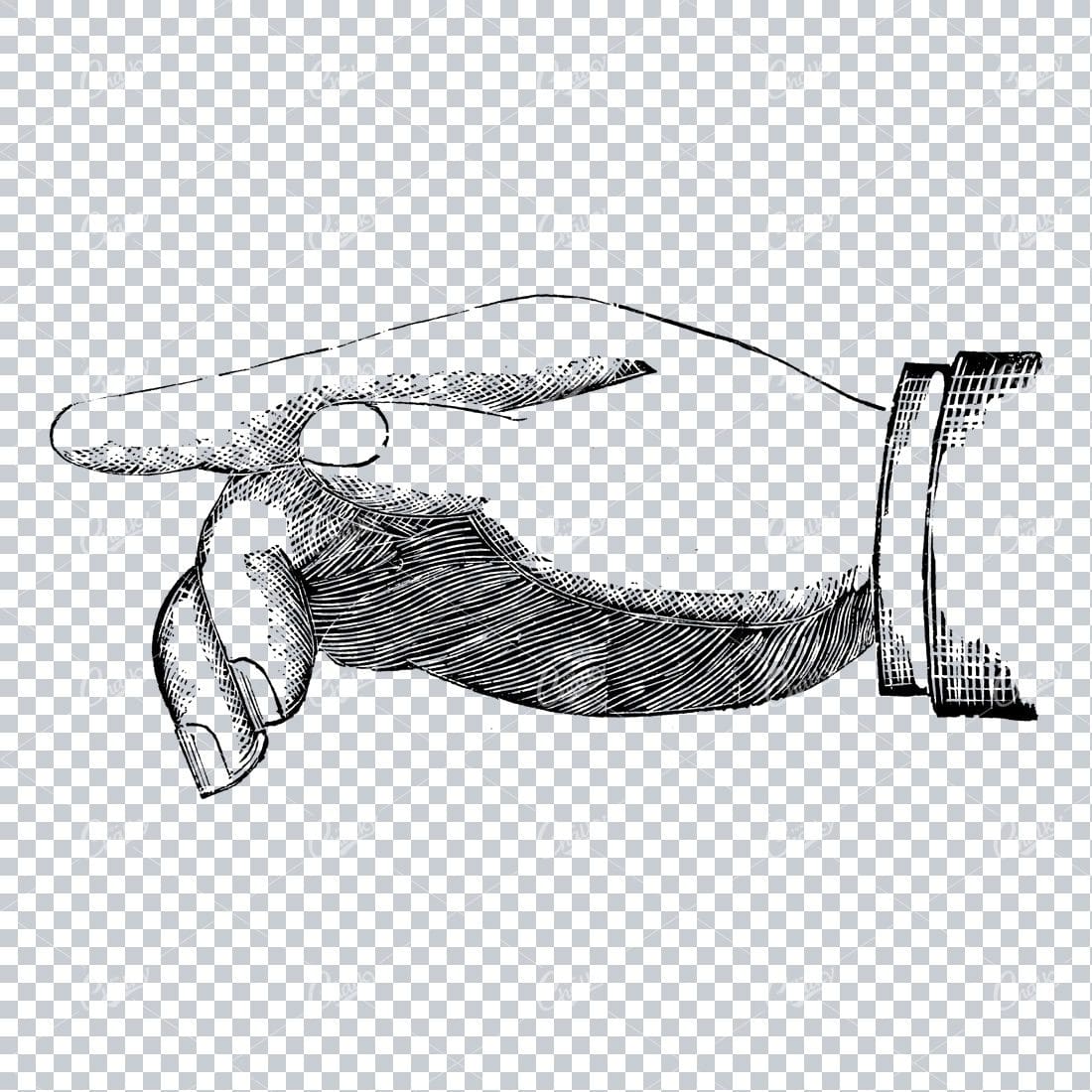 Vintage Line Art Illustration of a Pointing Finger / Hand No.1