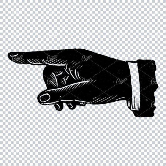 Vintage Line Art Illustration of a Pointing Finger / Hand No.2
