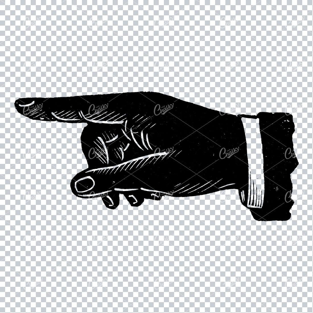 Vintage Line Art Illustration of a Pointing Finger / Hand No.2