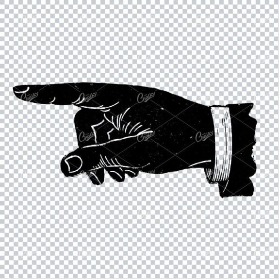 Vintage Line Art Illustration of a Pointing Finger / Hand No.3