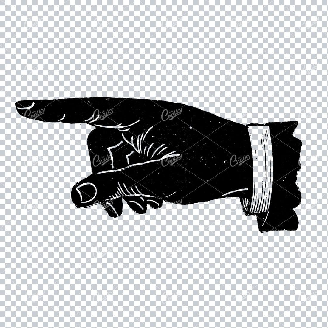 Vintage Line Art Illustration of a Pointing Finger / Hand No.3