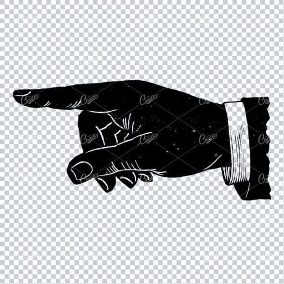 Vintage Line Art Illustration of a Pointing Finger / Hand No.4