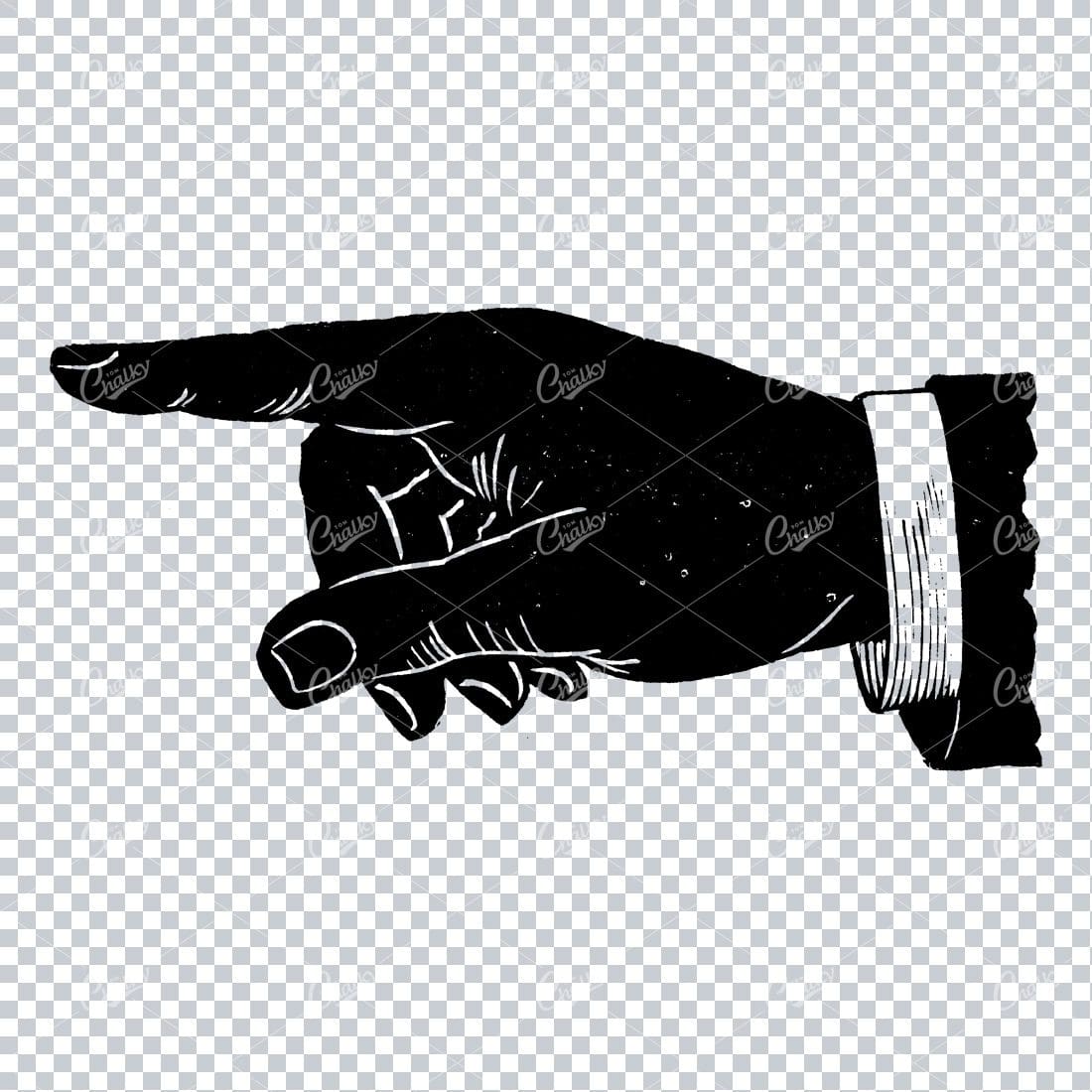 Vintage Line Art Illustration of a Pointing Finger / Hand No.4