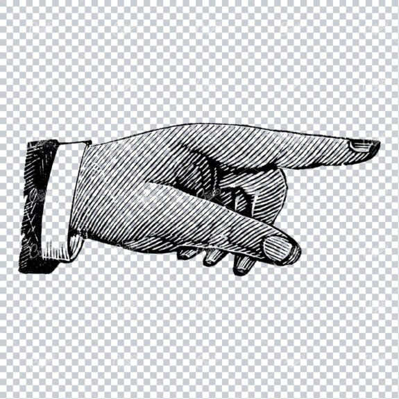 Vintage Line Art Illustration of a Pointing Finger / Hand No.5