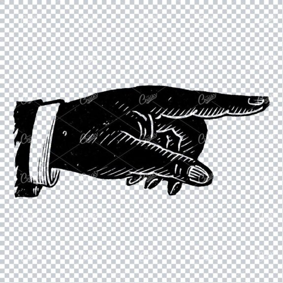 Vintage Line Art Illustration of a Pointing Finger / Hand No.6