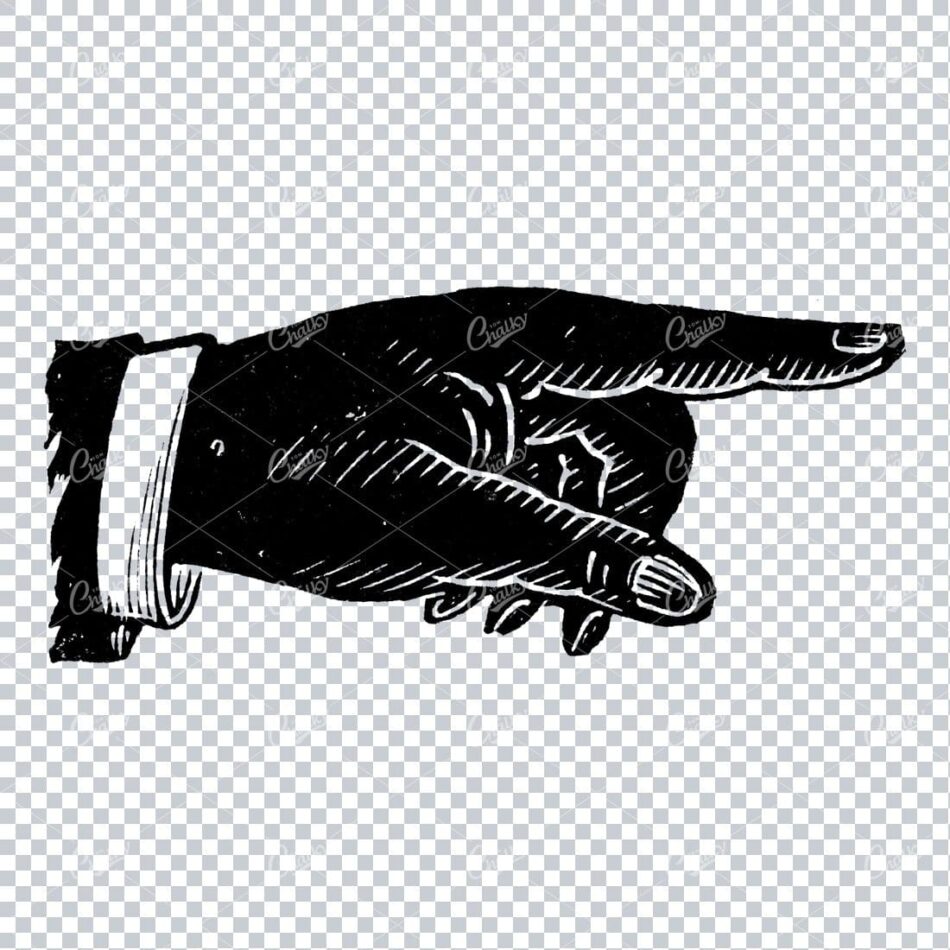 Vintage Line Art Illustration of a Pointing Finger / Hand No.6