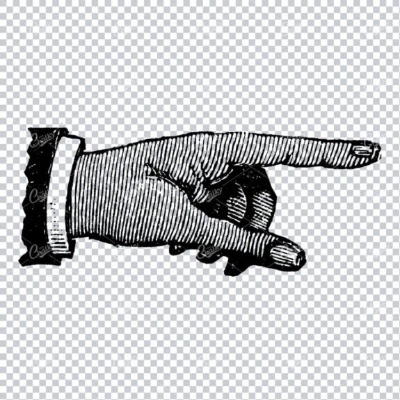 Vintage Line Art Illustration Of A Pointing Finger / Hand No.11