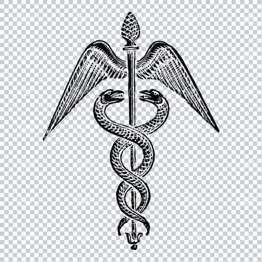 Caduceus Symbol – Winged Staff with Entwined Serpents - Century Library
