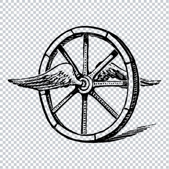 Greek God Hermes Symbol - Wheel with Wings