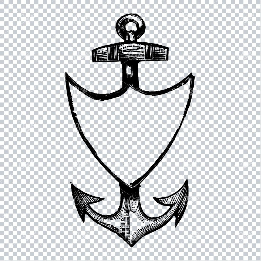 Nautical Themed Decorative Badge Border With Anchor