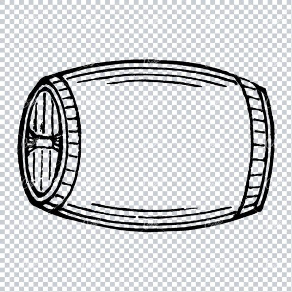 Antique Wooden Barrel Line Art Illustration No.1