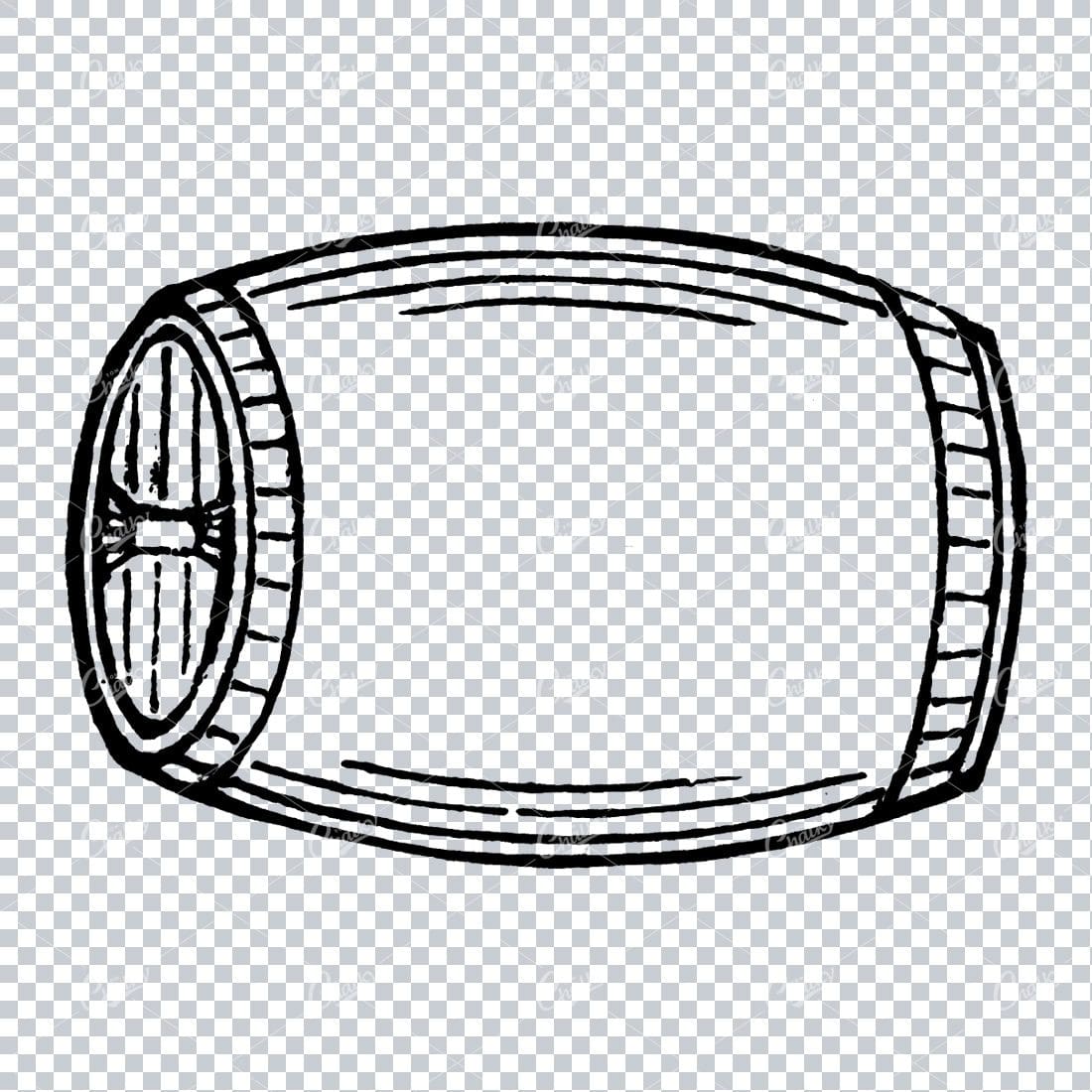 Antique Wooden Barrel Line Art Illustration No.1