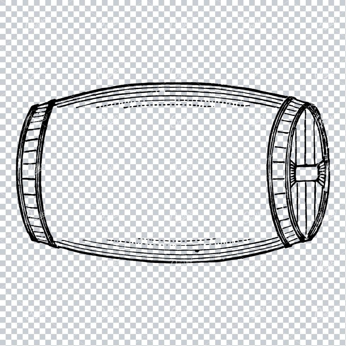 Antique Wooden Barrel Line Art Illustration No.2