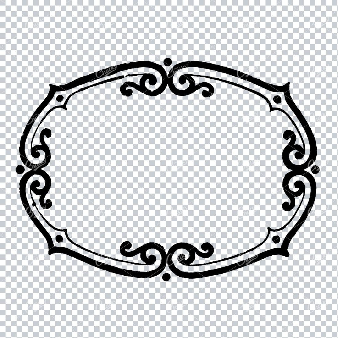 Decorative Antique Oval Border / Badge / Frame Illustration No.4