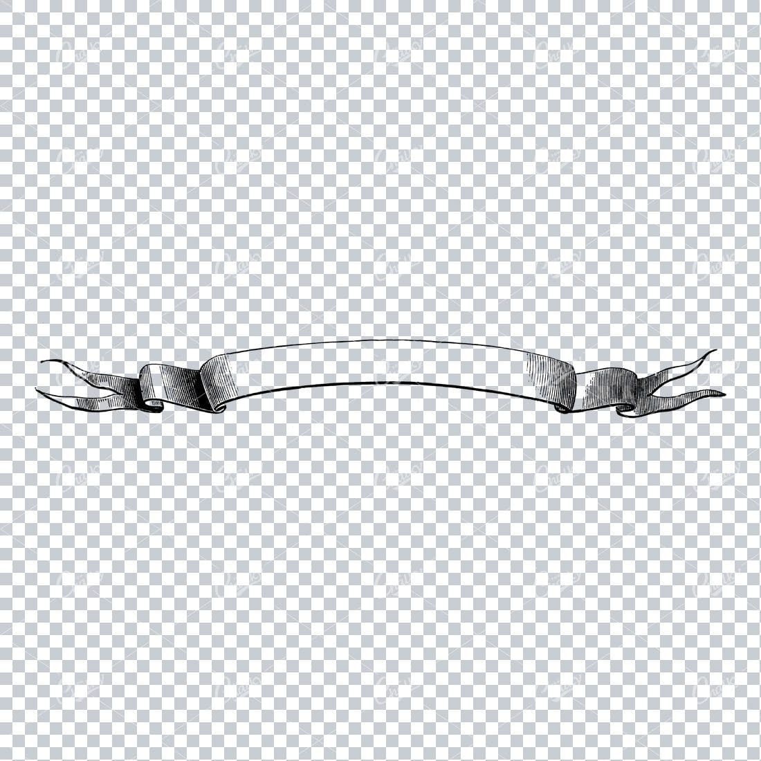 Folded / Ruffled Scroll Banner Line Art Illustration No.1