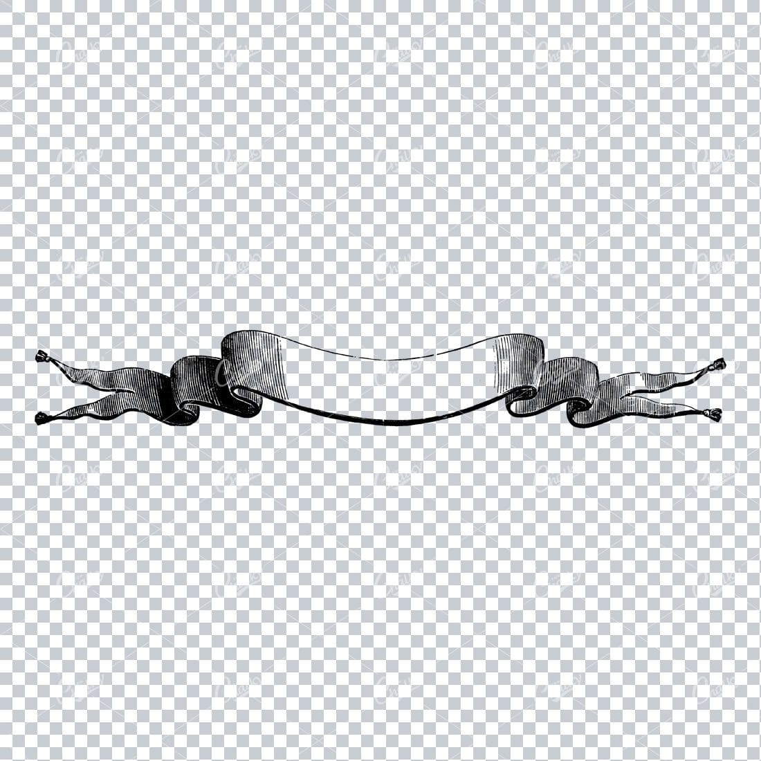 Folded / Ruffled Scroll Banner Line Art Illustration No.2
