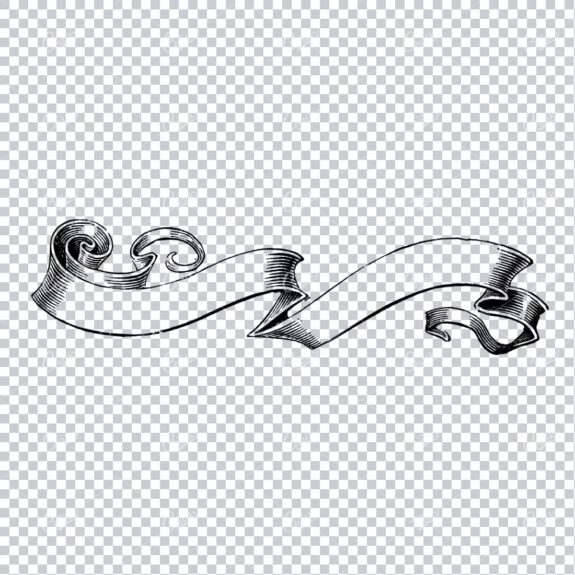 Folded / Ruffled Scroll Banner Line Art Illustration No.3