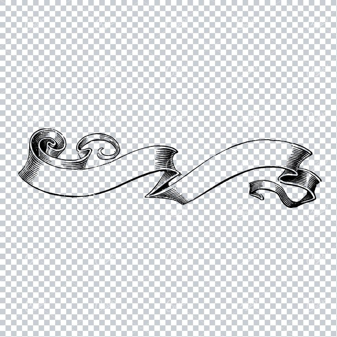 Folded / Ruffled Scroll Banner Line Art Illustration No.3
