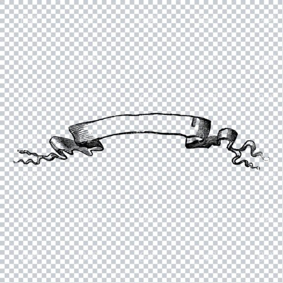 Folded / Ruffled Scroll Banner Line Art Illustration No.4