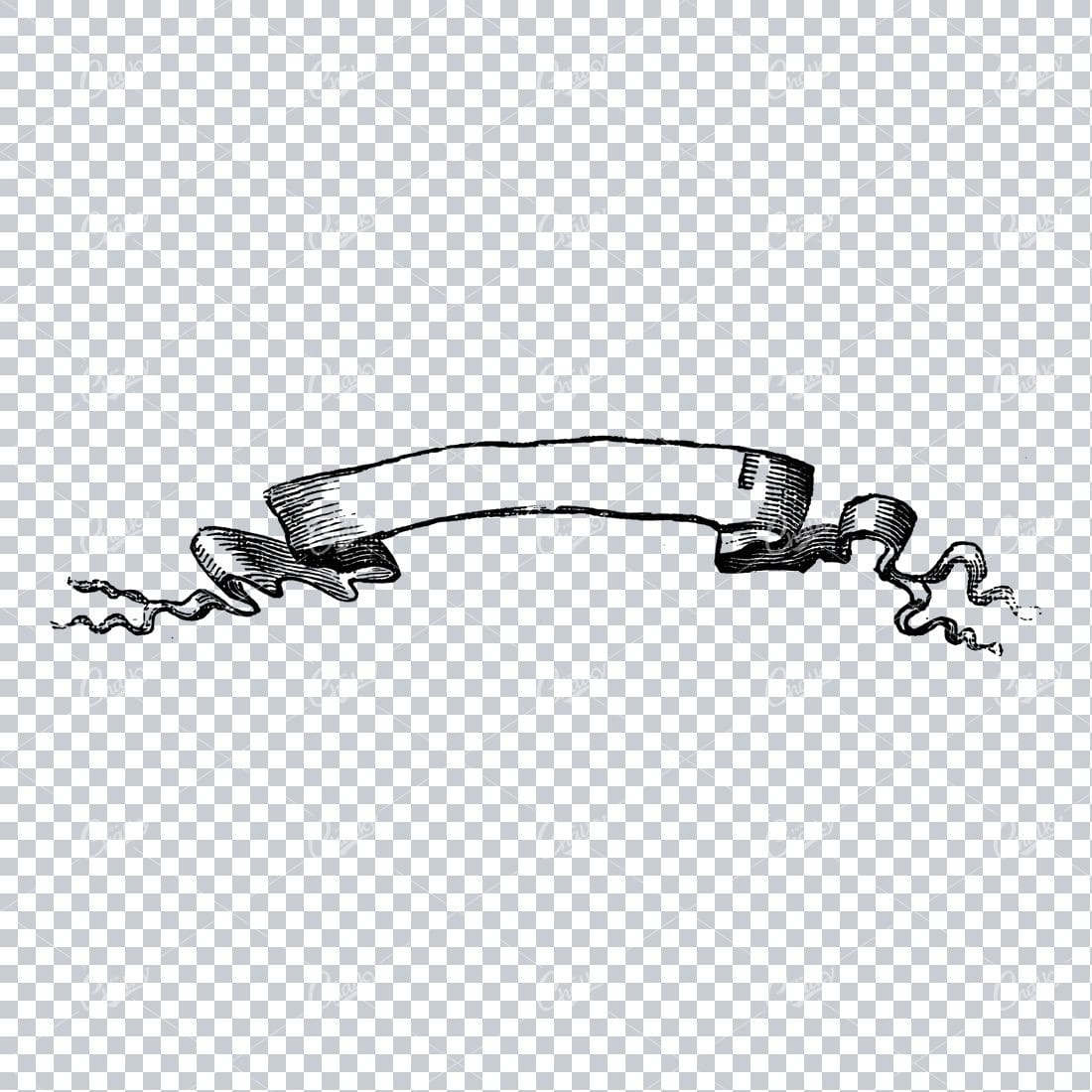 Folded / Ruffled Scroll Banner Line Art Illustration No.4