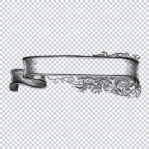 Folded / Ruffled Scroll Banner Line Art Illustration No.5