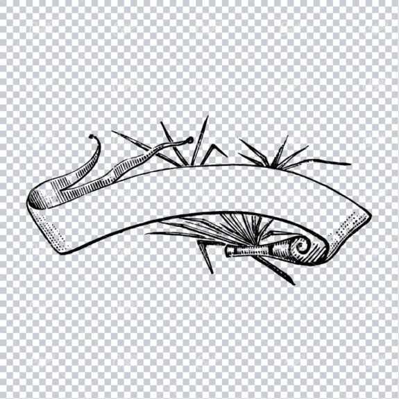 Folded / Ruffled Scroll Banner Line Art Illustration No.7