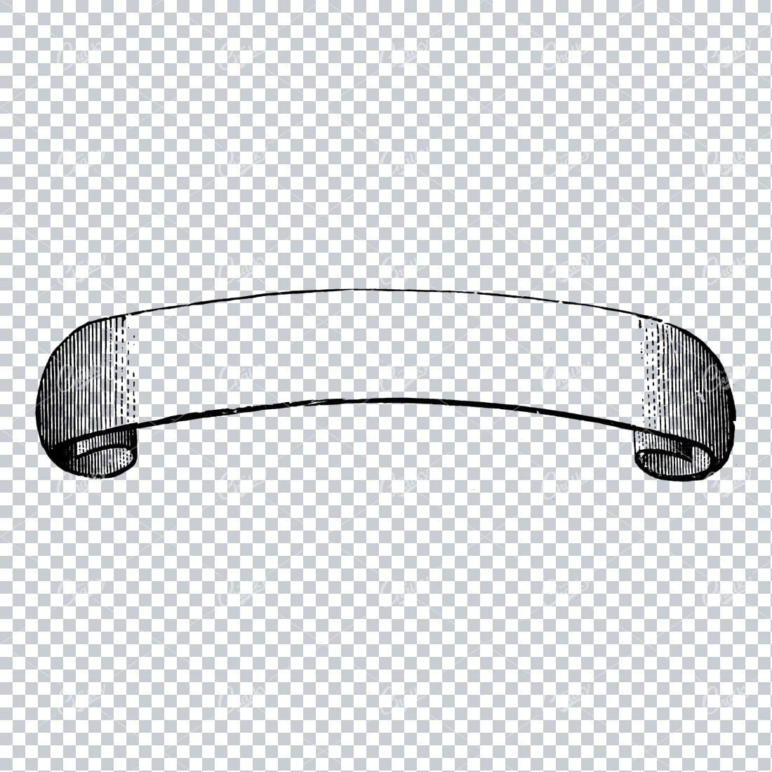 Folded / Ruffled Scroll Banner Line Art Illustration No.8