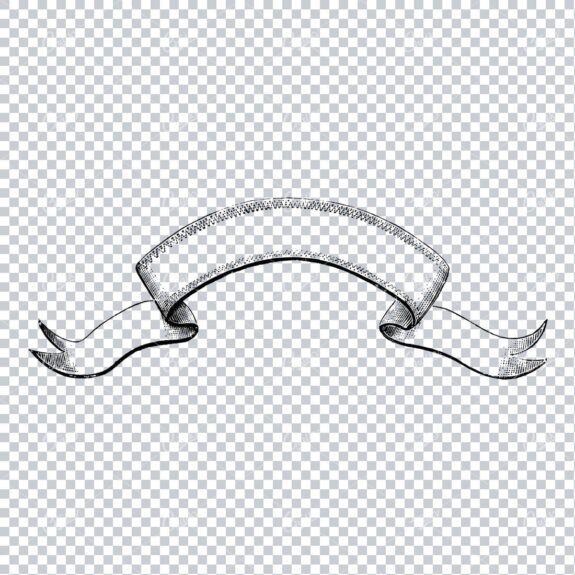 Folded / Ruffled Scroll Banner Line Art Illustration No.10