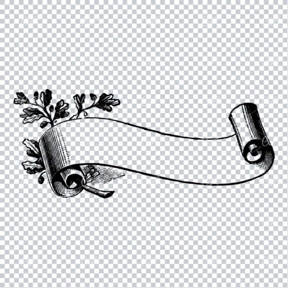 Folded / Ruffled Scroll Banner Line Art Illustration No.11
